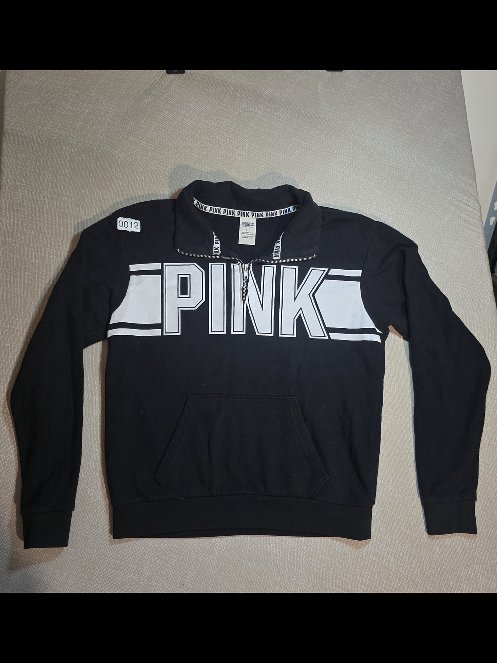 PINK Victoria's Secret Half-Zip Pullover Sweatshirt - Black